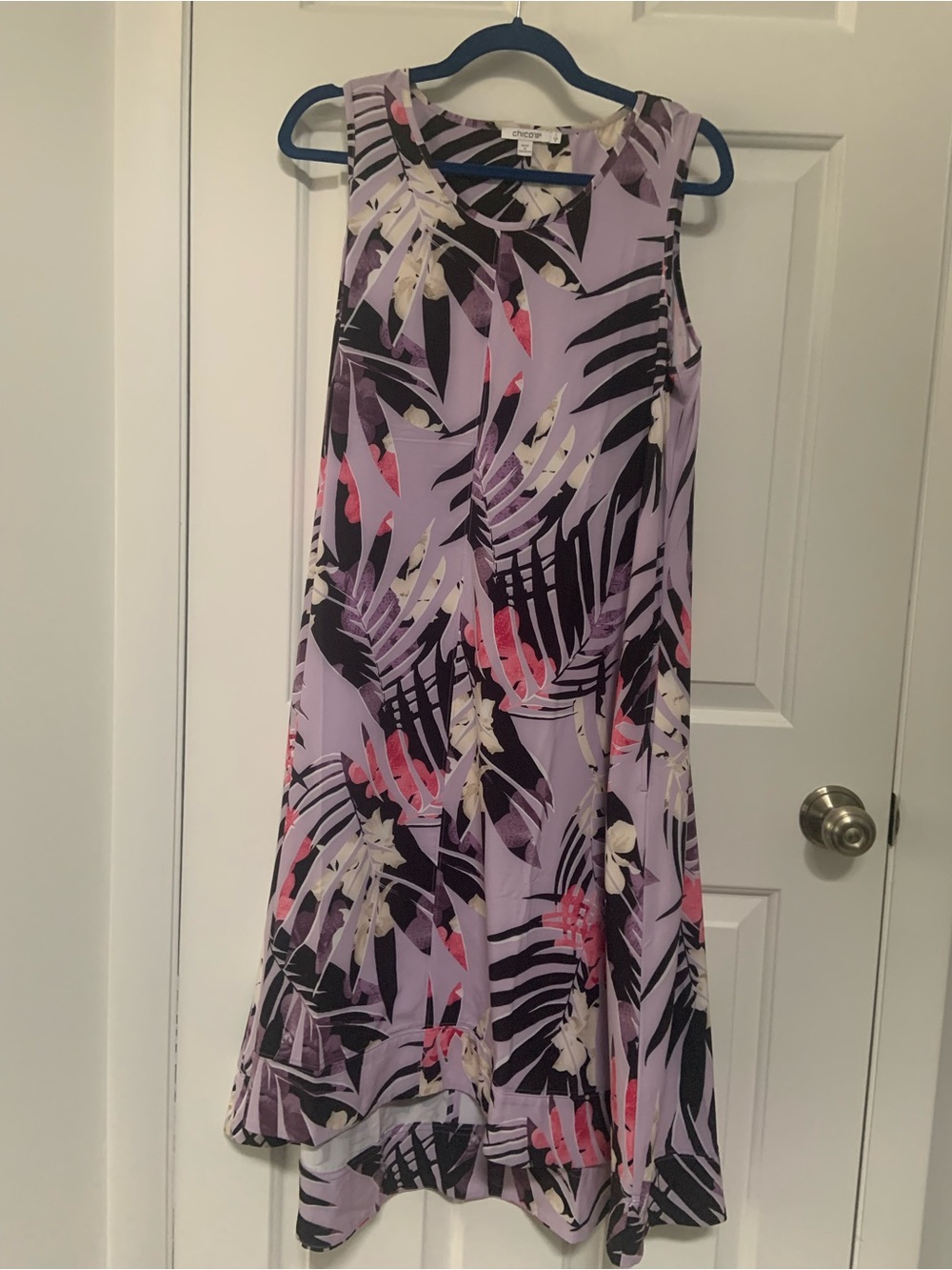 Chico's Black and Light Purple Floral Print Dress